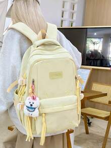 School Bag Primary School Girls Large Capacity Backpack Double Shoulder Bag - Blue (no Pendant) - View 5