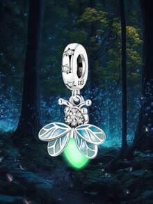 1 件镀银饰品萤火虫发光星钻石吊坠吊坠球 DIY 装饰手链配件适合秋冬季适用于手链 DIY 女士珠宝、圣诞装饰礼物 - 銀色 - 查看 3