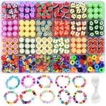 1000 قطعة من طقم صنع أساور من خرز الطين البوليمري، يشمل 18 لون مرمز لموضوع الفاكهة والحلوى DIY، متعدد الألوان (وردي وأزرق وأخضر وأصفر وأحمر وأسود وأبيض وشفاف ولامع وخافت)، خرز مرقم وبحروف، قلب وعين وفم - متعدد الألوان - مشاهدة 9