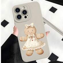 2026 nueva funda de teléfono mate, funda de teléfono diseño de niña de pan de jengibre con lazo y vestido para  17 15 Pro Max  17 14 Pro  17 13  Galaxy S23 S22 S21 protector de teléfono funda de pareja regalo para novio novia regalo de vacaciones - Negro - Ver 3