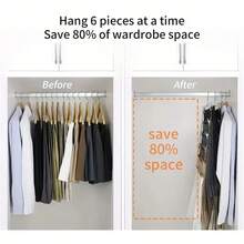 Perchero metálico de 6 niveles con 12 pinzas - Organizador de armario ahorra espacio para camisas, corbatas, cinturones, bufandas, calcetines y sujetadores - Negro, Perchero multiusos | Perchas verticales | Percha de ropa resistente, Organizador de ropa | Diseño de percha moderno | Percha de plástico - Negro - Ver 2