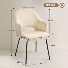 HOMCOM Dining Chair, Cord Cover, Shell Shape, Metal Legs, Foot Cushion, Beige - 1 - 查看 5