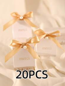 20Pcs Paper Gift Boxes With Golden 'merci' Labels, Including Ribbons And Beads - Perfect For Birthdays, Weddings, Mother's Day, And More - Available In Princess Theme - Multicolor - View 11