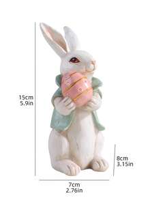 Easter Bunny Holding Egg Resin Sculpture Decorative Figurine For Home Bedroom, Living Room, And Holiday Atmosphere Decoration - White - View 6