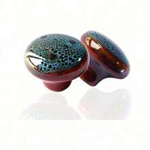 Vintage Round Cabinet Knobs Glazed Ceramic Round Knobs For Dresser Drawer, Antique Drawer Pull For Home Decor Door Handles - Blue - View 2