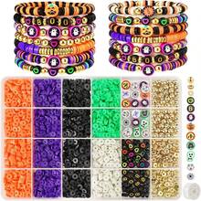 Beads Bracelets, Clay Beads Bracelat Making Kit Golden Beads Crafts Stocking Stuffers Decorations Charms Jewelry Making, Gifts Teen Age 6 - 12 - 萬聖節氛圍 - 查看 1