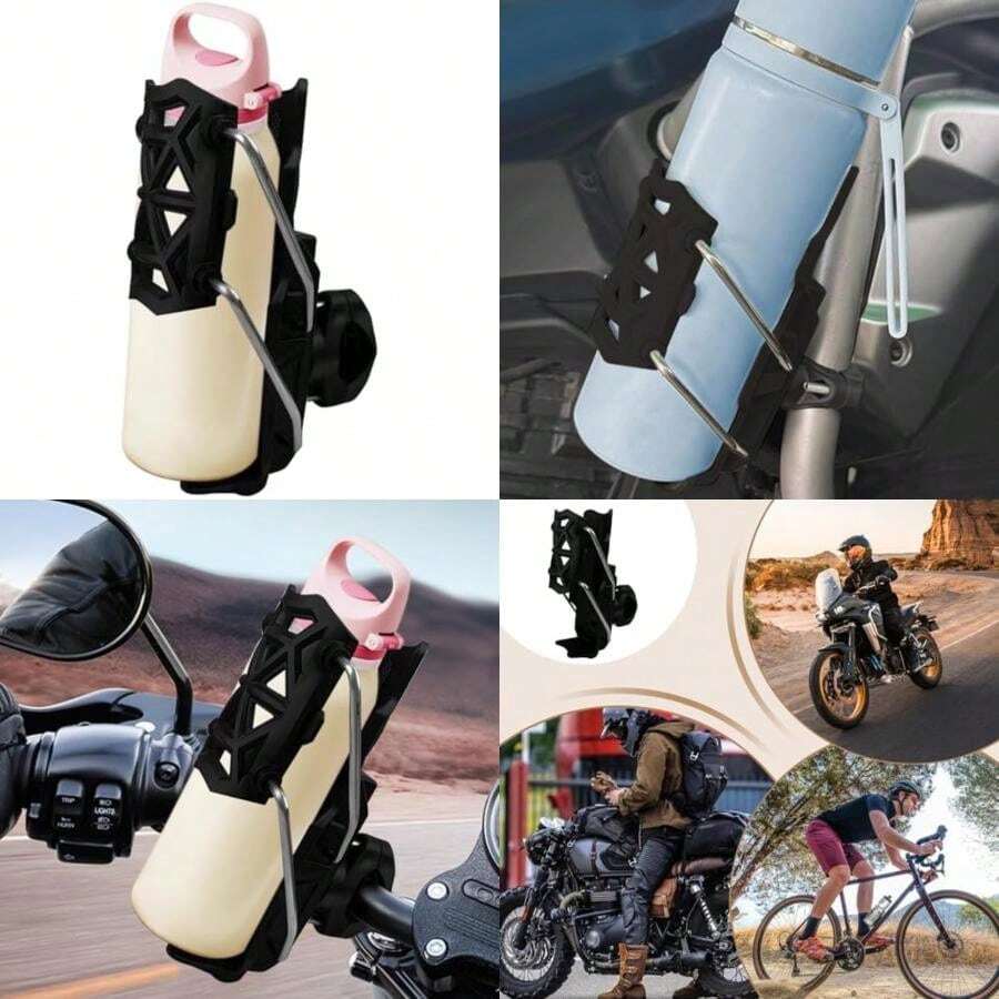 Motocicleta Drink Holder, Cycling Supplies for Road Outdoor, Adjustable Bike Bottle Cage, Race Scooter Adventure Travel Ejercise Cargo Mountain(Black) - Multicolor - Ver 1