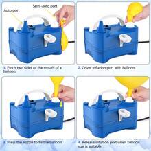 220V 400W 电动气球充气泵，带双出气口，便携式气球充气泵，适用于圣诞节、情人节、生日派对装饰、婚礼、特殊场合和派对（蓝色） - 查看 5