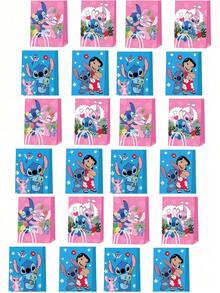 12pcs/24pcs Cartoon Stitch Theme Gift Bags, Anime Party Favor Bags, Cartoon Stitch Daily Storage Bags, Easy To Store Holiday Gifts, Kraft Paper Bags, Candy Bags - Multicolor - View 1