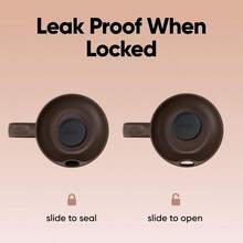 XZGB SmoothSip Slider Stainless Steel Insulated Travel Mug With Handle 100% Leak Proof For Hot And Cold Drinks Travel Friendly With Sliding Lock Lid 12oz  Leak Proof Cozy Cocoa - CozyCocoa - Xem 2