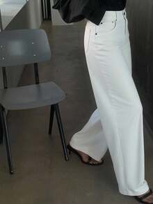 DAZY Women's Regular Waist Banana Leg Casual Jeans - White - View 5