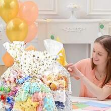 10/20/50 chiếc, Túi đựng đồ ăn nhẹ bằng giấy bóng kính trong suốt, Túi đựng kẹo bánh quy, Túi đựng quà bằng nhựa Polythene có dây buộc xoắn, Thích hợp cho tiệm bánh, sinh nhật, đám cưới, trang trí tiệc tùng, Eid Mubarak - Nhiều màu - Xem 9