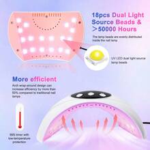 LKE 54W Nail Light, UV LED Light, UV Nail Dryer, Nail Curing Light For Gel Nails With Auto Sensor / 3 Timer Settings, Professional Nail Dryer Gel Polish Curing Light Nail Art Tools (White) - 黑與白 - 查看 4