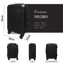 Mano 20in Bali Viaje Cabina Carry On 10kg Candado Ruedas 360 Nueva moda de 20 pulgadas rueda universal equipaje de viaje retro estilo portátil caja de tirador maleta de negocios - Negro 8166 - Ver 3