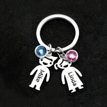 LICVIC 1 Móc khóa đá quý theo tháng sinh cá nhân hóa kèm tên, Móc khóa thép không gỉ cá nhân hóa cho nam nữ kèm mặt dây chuyền, Quà tặng móc khóa gia đình tùy chỉnh cho mẹ, Móc khóa tên tùy chỉnh, Quà sinh nhật, Giáng sinh, Halloween, Ngày của Mẹ, Ngày của Cha, Quà tặng cho các cặp đôi, cha mẹ, bạn thân, Móc khóa du lịch - Bạc - Xem 9