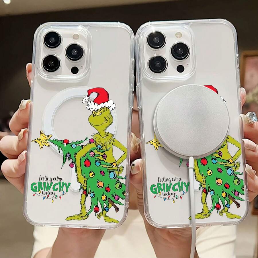 Funda para móvil con diseño del en un árbol de Navidad, con el icónico en un ambiente festivo. Compatible con teléfonos , 17, 16 Pro Max, 15 Pro Max, 13 y 12. Fabricada en TPU resistente, ofrece una excelente protección contra golpes y caídas. El regalo perfecto para estas fiestas: ideal para familiares, amigos o cualquier persona que disfrute de una Navidad divertida y original. - transparente - Ver 1