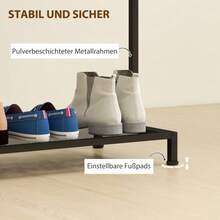 HOMCOM Wardrobe, Clothes Rack With Hanging Rail, Shoe Shelf With Tilt Protection In Oak - 1 - View 5