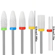 6pcs Nail Drill Bits Nail Sander Tips For Nail Enhancement And Pedicure, Professional Ceramic Tips,Electric Nail Files,Conical Knives For Removing Varnish/Gel And Cuticle