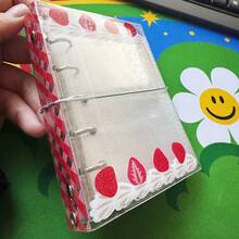 M5 可爱草莓奶油色 PVC 活页笔记本封面，透明便签本封面，适用于照片收纳、贴纸簿、日记本、相册、卡片收纳、DIY 手账本 - 彩色 - 查看 6