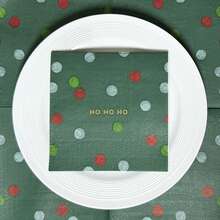 20 piezas Servilletas de papel navideñas, tamaño plegado de 5 pulgadas, impresas con HOHOHO, servilletas de cóctel de 3 capas, servilletas de papel desechables decorativas de Papá Noel de colores para postre, servilletas para bebidas para fiestas, bodas, cumpleaños y decoración de fiestas navideñas