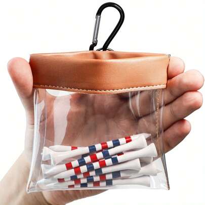 1 st. hängande förvaringsväska för golfspikar - Transparent, vidöppen toppdesign i klämformat, kan förvara spikar och värdesaker - Transparent golfbollsväska, förvaringsväska för spikar med automatisk stängning, verktygspåse för reparation av golfspikar