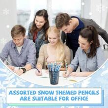 Sherr 36 Pieces Winter Snowflake Pencils With Eraser Toppers Bulk Operation Christmas Frozen Party Favors Holiday Pencils Gifts For Birthday School Reward Supplies Goodie Bags Stuffers - 藍白 - 查看 4