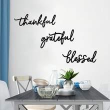 Juego de 3 piezas de arte de pared metálico - Símbolos de bendición de Acción de Gracias, Navidad, Día de la Madre - Decoración de pared interior para sala de estar, horizontal, tema de amor - Negro - Ver 6