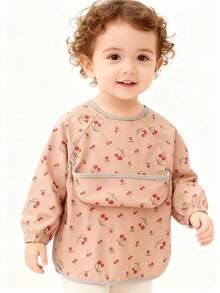 Cherry Pattern Long Sleeve Bib For Infants - Multicolor - View 3