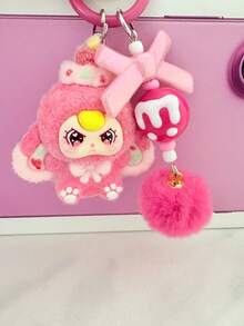 Cute Cartoon Animal Backpack Pendant - Flocked Resin DIY Phone Charm With Fluffy Ears And Vivid Face, Pink And Multi-Color Options, Durable Resin Material Suitable For Backpacks, Keys, Gifts For Women And Teens (Birthday, Valentine's Day) - Single Pendant Accessory, Backpack Decor, Playful Design, Charming Pendant, Decorative Keychain, Teen Accessory, Sentimental Gift, Kawaii Enthusiast, Bag Charm, Retractable Strap, Kawaii Fan - Multicolor - View 10