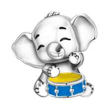 1 Pc Silver Plated Charm Animal Concert Panda Guitar Pendant & Elephant Drumming Bead & Hamster Bead For Original Bracelet Necklace DIY Jewelry Making Fit Women Birthday Gift