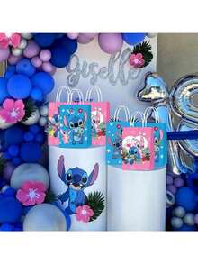 12pcs/24pcs Cartoon Stitch Theme Gift Bags, Anime Party Favor Bags, Cartoon Stitch Daily Storage Bags, Easy To Store Holiday Gifts, Kraft Paper Bags, Candy Bags - Multicolor - View 5
