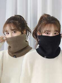 1 chiếc khăn quàng cổ/khẩu trang dệt kim, khăn choàng chống gió bằng vải cotton lông cừu, thích hợp cho nam và nữ khi trượt tuyết ngoài trời, màu ngẫu nhiên (đen, xám, xanh dương) - Nhiều màu - Xem 2