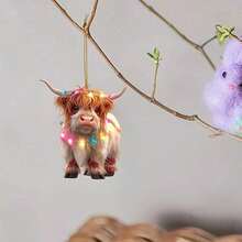 1pc Cute Highland Cow Christmas Ornaments, 1pc 2D Acrylic Decor, Non-Traditional & Adorable Suitable For Christmas Tree Hanging Decoration Christmas Decorations Home Christmas Gifts Christmas Decor - 彩色 - 查看 5