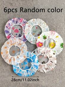 6 piezas Gorros de ducha ajustables e impresos, de alta calidad y reutilizables con banda elástica, accesorios de baño de moda, material reutilizable, gorro de ducha impermeable, cubierta para cabezal de ducha, gorro de ducha anti-aceite para cocina, adecuado para mujeres, spa, salón, cocina, cuidado de la belleza y entusiastas de la belleza - Multicolor - Ver 10