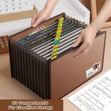 Expandable A4 File Folder 13 Layers Large Capacity Students Test Paper Storage Bag Portable File Bag Document Organizer For School Office
