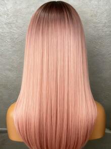 13x4x1 HD Ombre Pink Colored Silk Straight Wig Human Hair With Dark Roots 250 Density Lace Clousre Wigs Human Hair Pre Plucked With Baby Hair Pink Straight Tpart Lace Wigs Human Hair Brazilian Remy Wig For Women Natural Hairline - 根根分明與漸層 - 查看 3
