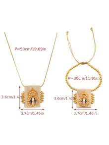 Bộ vòng tay và dây chuyền hình vương miện bằng đồng đính hạt kiểu cổ điển, thanh lịch, thích hợp làm quà tặng trang sức cho phụ nữ, chị em gái, các cặp đôi. Kích thước có thể điều chỉnh, phù hợp để đeo hàng ngày, hẹn hò, dự tiệc, ngày lễ, làm quà tặng, đi nghỉ mát. - Đầy màu sắc - Xem 6