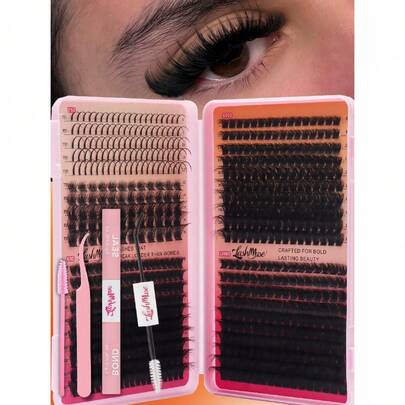 1BOX/2BOXES 640PCS/1280PCS Lash Cluster Set, Individual Cluster Lashes, D/DD Curl 0.35-0.63inch Effect DIY False Lashes, 50D+60D+80D+100D/50D+80D+100D+120DD Mixed Density, Natural Fluffy & Thick, 0.07mm Mink-Like Hair, Includes Eyelash Glue, Tweezers & Brush, For Christmas, Halloween, Party, Daily Wear, Essential Beauty Tools, Beauty & Health, Festive Glam Beauty, Eye Lash Clusters, Individual Eyelashes, Lashes, Fake Lashes