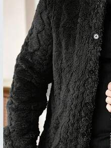 Men's Plush Sherpa Shirt - Warm And Comfortable, Suitable For Autumn And Winter Dressing, Essential For Winter - Black - View 4