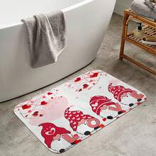 1pc/4pcs Romantic Valentine's Day Themed Shower Curtain Set, Includes Gnome, Heart, "Happy Valentine's Day", Plaid Background, "LOVE" Text Design Shower Curtain, Bath Mat, Toilet Seat Cover, 12 Hooks, Machine Washable, Artistic Design, Suitable For All Seasons, Valentine's Day Shower Curtain, Bathroom Decor - Multicolor - View 15