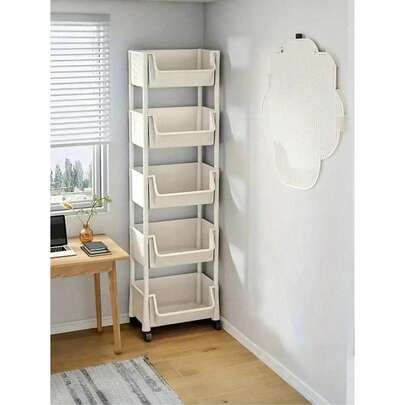 1 chiếc Giá để đồ xe đẩy nhỏ dày mới, Kệ để đồ ăn nhẹ gia dụng nhiều tầng để trên sàn, Kệ để đồ phòng khách, Kệ để giỏ đựng trái cây và rau củ nhà bếp di động, Bán buôn tại nhà máy