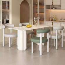 Silla de Maquillaje Minimalista Moderna con Respaldo de Felpa - Reposabrazos Acolchados Suaves,- Decoración Elegante para el Hogar, Dormitorio, Baño - Blanco - Ver 11