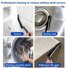 Multi-Functional Crevice Brush, Multi-Purpose Cleaning Brush Set, Kitchen & Bathroom Cleaning Supplies, Sink, Faucet, Bathtub, Kitchen Window Corners Cleaning Brush, Kitchen Essential, Suitable For Bathroom, Toilet, Kitchen, Windows, Faucets And Other Tight Spaces, Home Goods - Black - View 8