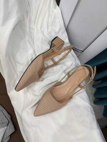 1 Pair Elegant Teenager High Heel Shoes With Ankle Strap, Versatile For Vacation, Festivals, Daily Wear - Camel - View 8