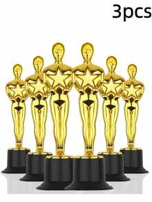 Golden Award Trophies,Gold Award Statues, 1/3/6pcs Mini Trophies, Plastic Trophy Award For Competition,Events, Sports, Party Decorations,Award Ceremony And Appreciation Gift - Multicolor - View 8