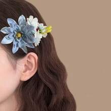 1/2个梦幻雪纺兰花发夹，飘逸蝴蝶设计，2025新款侧刘海发夹，发饰 - 彩色 - 查看 3