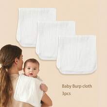3pcs/Pack Baby Burp Cloths, Bibs, Also Can Be Used As Baby Towels, Gifts For Babies, Easy To Carry, Suitable For Daily Use At Home And Outdoor - Multicolor - View 8