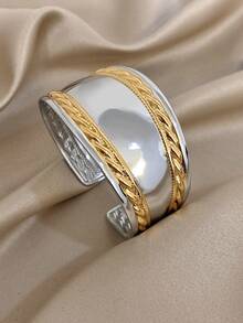 1 Pc Vintage Chunky Cuff Bracelets For Women Stylish Stainless Steel Bracelet Daily Party Jewelry Christmas Gifts - D997557B-001 - View 2