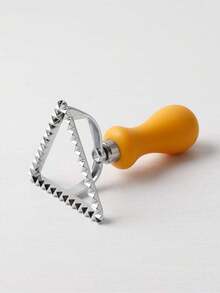 1pc Kitchen Baking Zinc Alloy Triangular Dumpling Mold With Plastic/Wood Handle, Triangular Pasta Cutter Optional