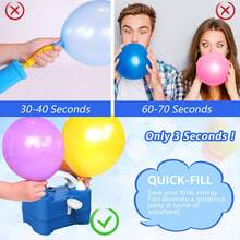 220V 400W 电动气球充气泵，带双出气口，便携式气球充气泵，适用于圣诞节、情人节、生日派对装饰、婚礼、特殊场合和派对（蓝色） - 查看 4